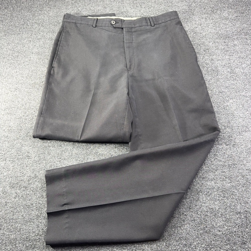 Ballin Mens Charcoal Gray Twill Flat Front Straight Leg Dress Pants 36x30